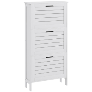 HOMCOM Narrow Shoe Cabinet with 3 Flip Drawers - White