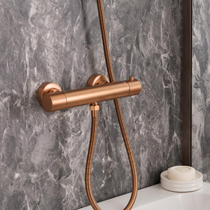 Milano Elsie - Modern Round Thermostatic Bar Shower Valve - Brushed Copper
