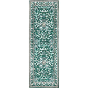 Eco-Washable Green Rug Medallion Design