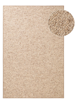 Wolly Tufted Wool-Look Beige Rug