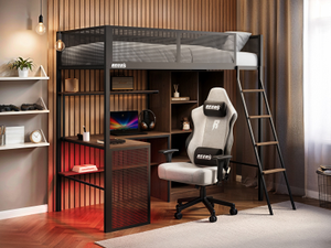 Recoil Graynite Metal Gaming High Sleeper with Shelf and Storage