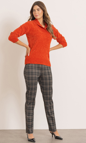 Slim Leg Checked Trousers - Black/Brown
