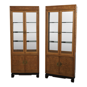 Pair American of Martinsville Modern Chinese Design Curio Cabinets