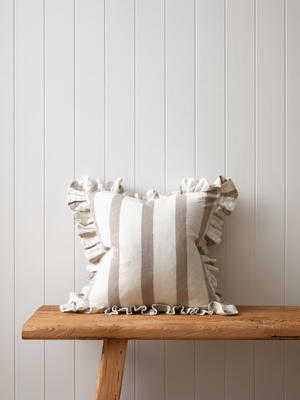 Alba Square Cushion Cover in Natural Stripe