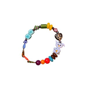 Bunny – Handmade Colorful Beaded Bracelet With Rabbit Charm, Glass Beads & Gemstones (7.5")