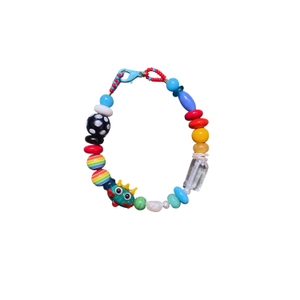 Kiss The Prince – Fairy Tale Themed Handmade Bracelet With Frog Charm & Colorful Beads (7.5")