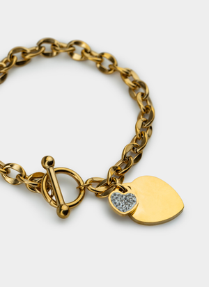 Vendetta Multi Charm Heart Bracelet- 18K Gold Plated