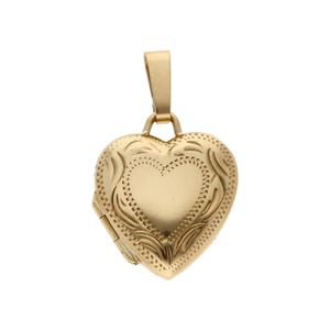 Pre-Owned 9ct Yellow Gold Patterned Edge Heart Locket Pendant