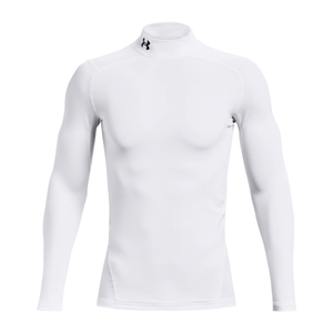 Under Armour Compression Mock Long Sleeve Golf Baselayer AW26 - White & Black