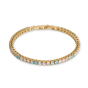 Elegance Zirconia Multicolour Gold Plated Tennis Bracelet