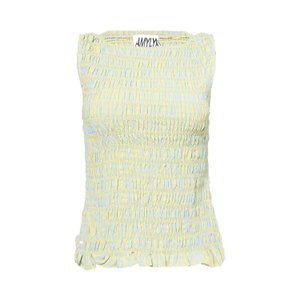 Sonya Pure Cotton Yellow Blue Check Top (L)