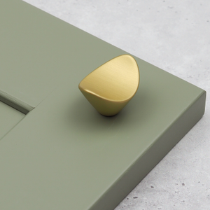 Oval Concave Cupboard Knob in 3 Finishes - Brushed Brass