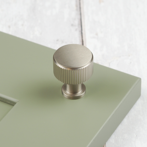 Satin Nickel Solid Brass Reeded Knurled Kitchen Handles & Matching Knobs - 29mm Knob