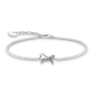 Silver CZ Filigree Bow Bracelet