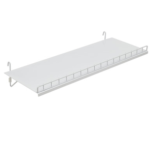 Solid Retail Shelf with 1 Inch Lip and Folding Hooks for Grid Wall Panels - 24" w x 8.5" d