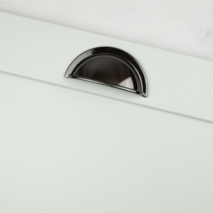 Gloss Black Nickel Cabinet Cup Handle &amp; Matching Round Knob - 64mm Cup