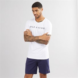 Lyle And Scott Vintage Mens T-Shirt And Shorts Set Bright White/Peacoat