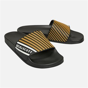 Lyle And Scott Vintage Mens Sanna Sliders X122 Jet Black/White/Yellow