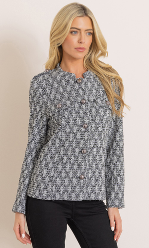 Knitted Military Jacket - Grey
