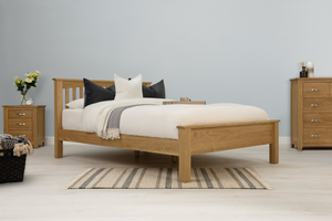 Boston Solid Natural Oak Bed Frame - Low Foot End - 4ft6 Double