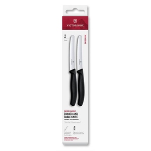 Victorinox Swiss Classic Black 11cm Serrated 2 Piece Tomato & Table Knife Box Set