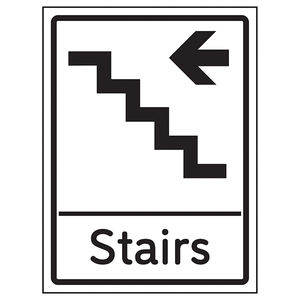 Stairs Arrow Left 150 x 200mm - 2mm Rigid Plastic (Wall Mo