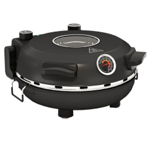 HOMCOM Horno para Pizza en 5 Minutos 1200W Temporizador 15min Temperatura hasta 430℃ Ventana de Visualización Negro