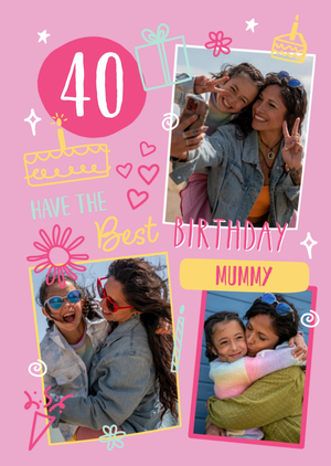 40th Have The Best Birthday Mummy Photo Upload Card