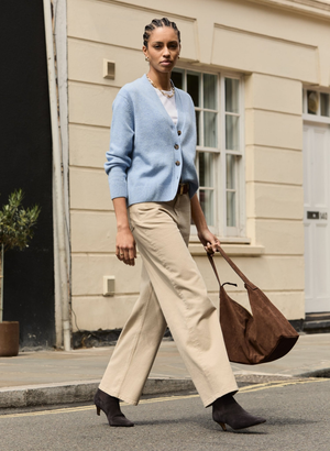 Organic Stretch Cotton Wide Leg Slouch Jeans - UK 16 | EU 42 | US 12 / Sand