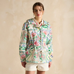 Joules Mosaic Floral Packable Waterproof Coat Size 12