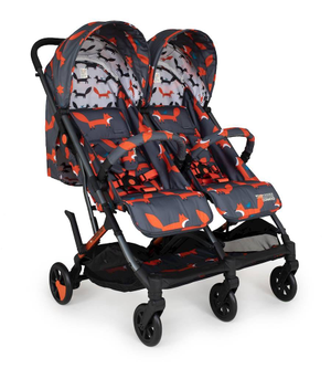 Cosatto Woosh Double Stroller - Charcoal Mister Fox (Ex-display)