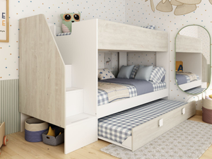 Trasman Easy Single Bunk Bed with Trundle and Storage White