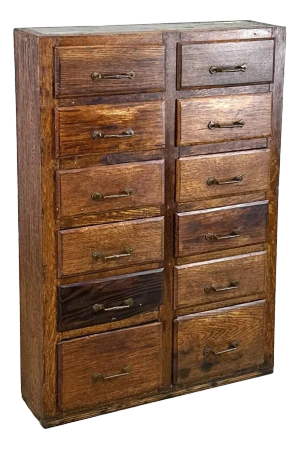 Antique Quarter Sawn Oak 12-Drawer Collectors / Hardware Store Cabinet Chest