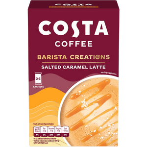COSTA COFFEE Barista Creations Instant Coffee Sachets Latte Salted Caramel 17 g Pack of 6