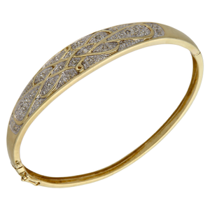 Pre-Owned 9ct Gold 0.25ct Diamond Celtic Design Hinged Bangle