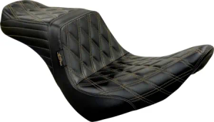 Le Pera TailWhip Double Diamond Chestnut Stitched Seat For Harley Davidson 2018-2023 Softail FXLR/FXLRS Low Rider & FLSB Sport Glide Models (LYR-580DD-CHET)
