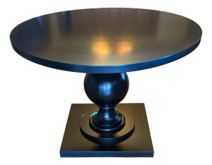 1990s Solid Black Wood Round Dining Table