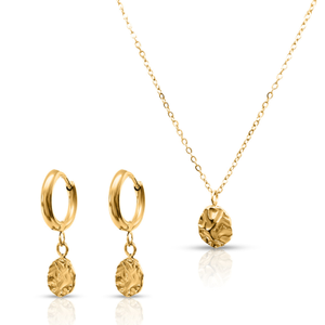 Harmony Huggie Hoop Earrings + Pendant Necklace Gold - Bundle Set
