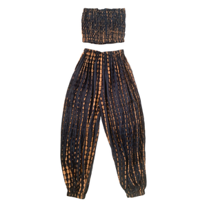 Jane Balloon Pants With Matching Tube Top Set In Deep Sea Blue (one size)