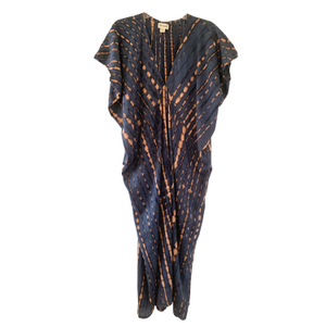 Madella Hand Dyed Kaftan Dress In Deep Sea Blue (one size)