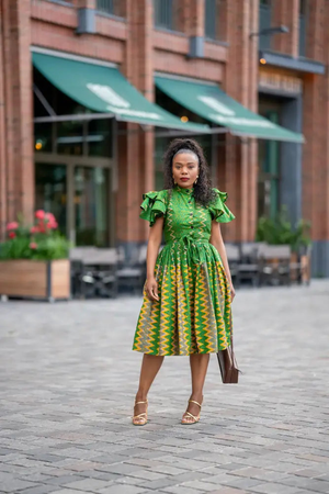 Lanre Green and Yellow Dress