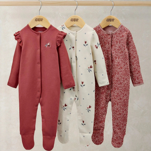 Mamas & Papas Floral Nostalgic Sleepsuits - Pack of 3