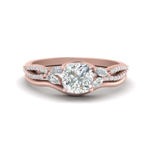 Cushion Cut Lab Diamond Twisted Vine Wedding Ring Set