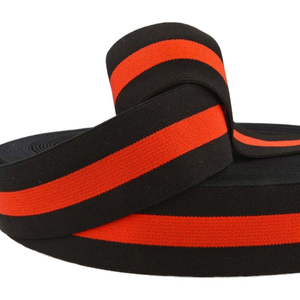 Elastique fantaisie rayé noir et rouge 40 mm