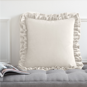 Catherine Lansfield So Soft Velvet Touch Double Frill Filled Cushion 43cm x 43cm Cream