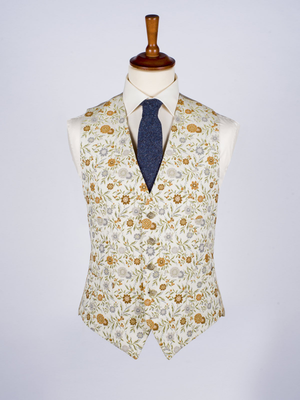 Gold Brocade Floral Vest