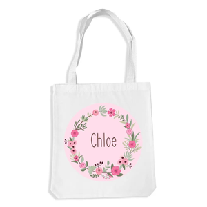 Flower Wreath White Tote Bag