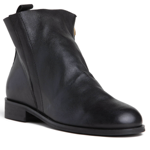 Renata Black Leather Chelsea Flat Ankle Bootie (6 UK)