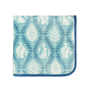 Woodland Trellis Fleece Throw, Blue