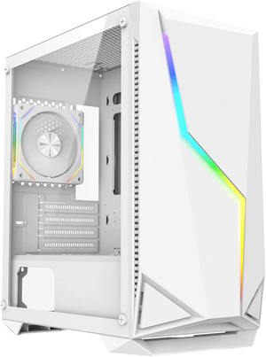 CiT Volt V2 White RGB Tempered Glass Micro ATX Gaming PC Case